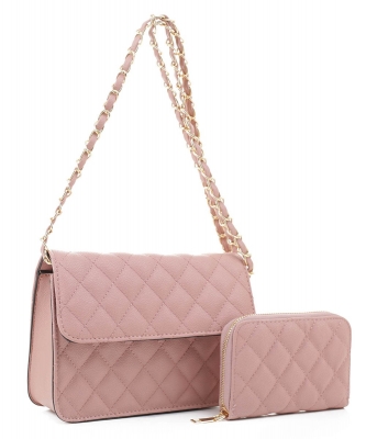 2in1 Quilted Crossbody Bag Wallet Set XB20141 ROSETAN